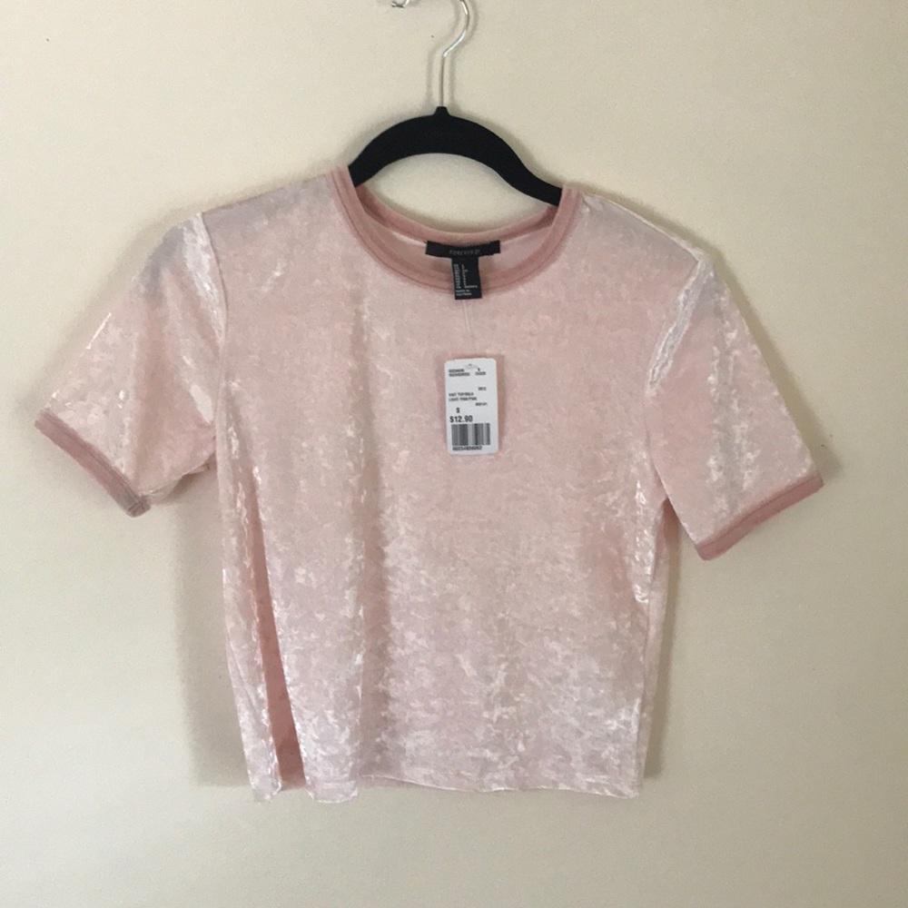 Forever 21 Light Pink Crushed Velvet Top